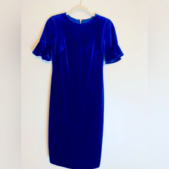 Calvin Klein Women’s Blue Velvet Short Sleeves Midi Party Dress. Size 4. SKU 262 - Picture 3 of 11